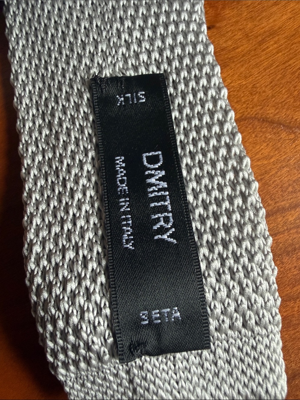 Knitted Silk Light Grey Tie -- DMITRYMade in Italy - Picture 4 of 5